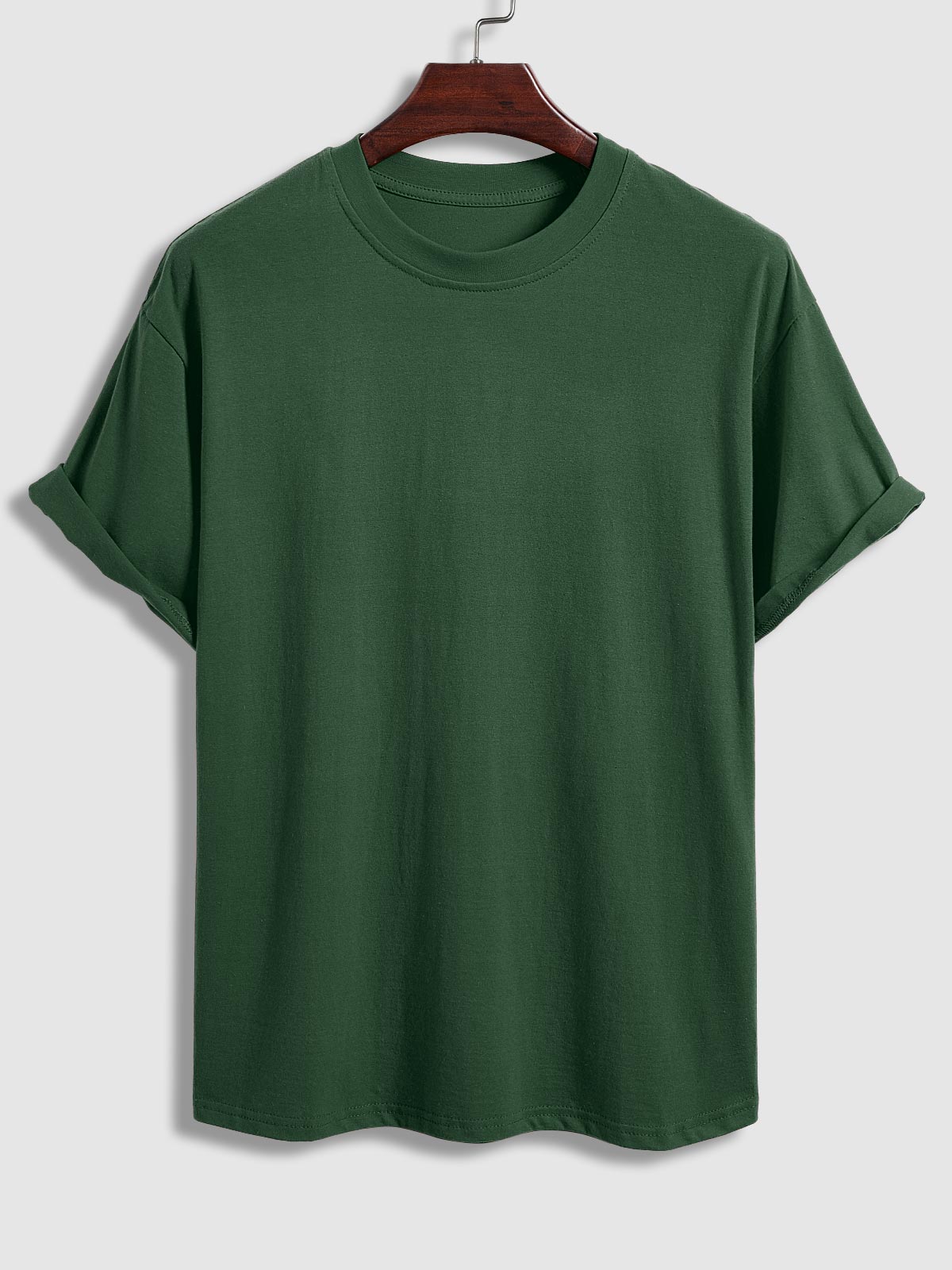 Men's solid color cotton basic round neck short-sleeved T-shirt