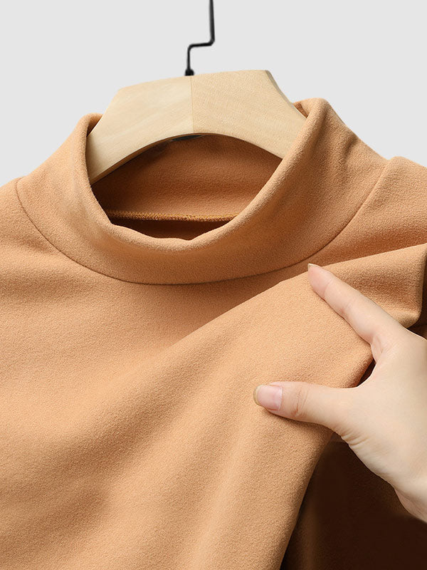 Men's Solid Color Cashmere Half Turtleneck Thermal Long Sleeve T-Shirt