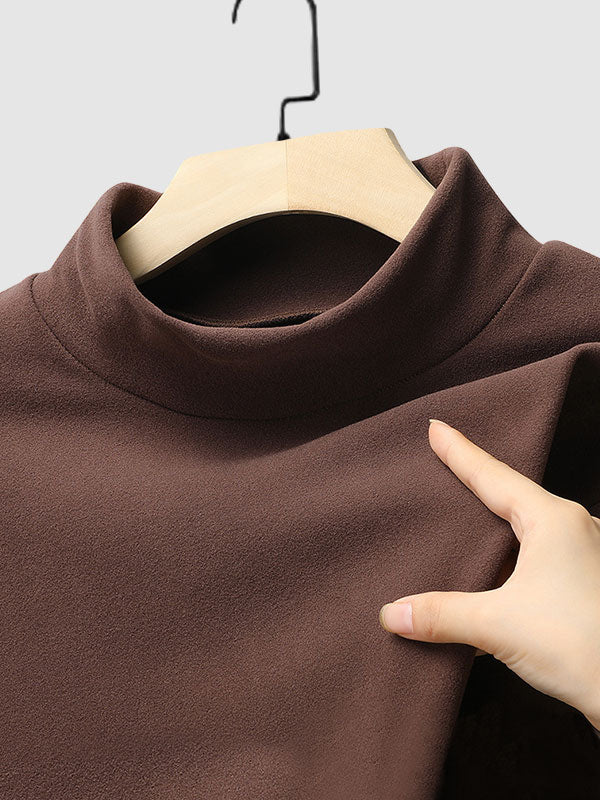 Men's Solid Color Cashmere Half Turtleneck Thermal Long Sleeve T-Shirt