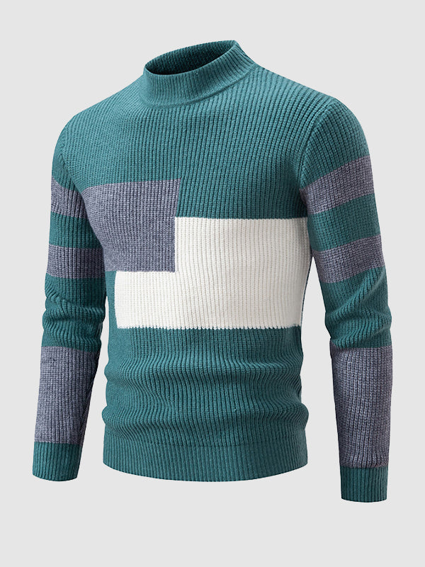 Men's Color Block Crew Neck Sweater