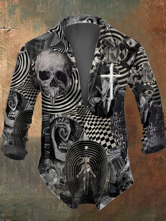 Men's Vintage Skull Print Shirt