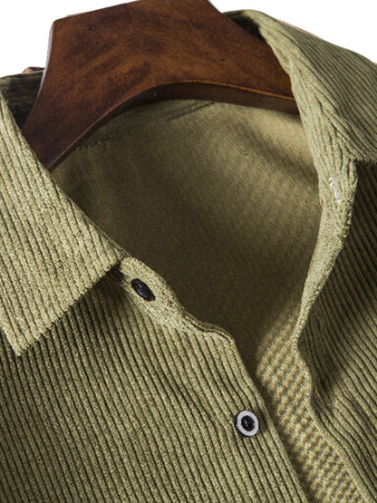 Men's Solid Color Textured Corduroy Shirt