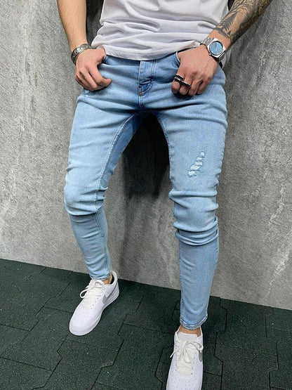 Men's Slim Fit Ripped Denim Trousers