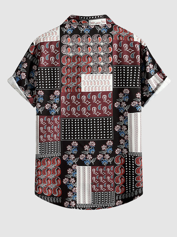 Men's Paisley Print Short Sleeve Shirt