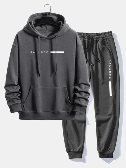 Balance Stripe Print Relax Fit Hoodie & Jogging Pants Set