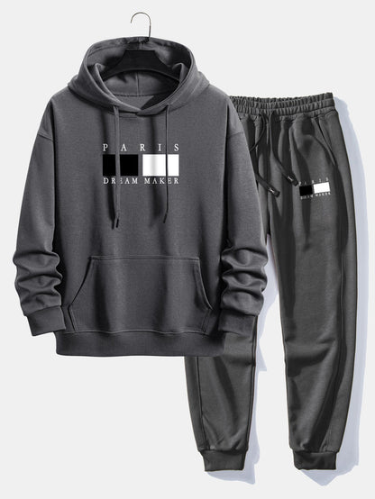 Paris Dream Maker Print Relax Fit Hoodie & Jogging Pants Set