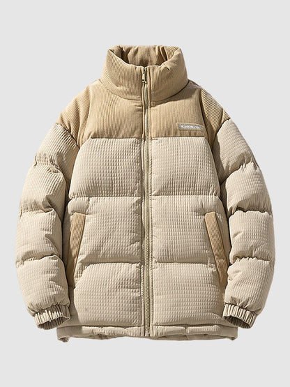 Men's solid color waffle corduroy padded jacket