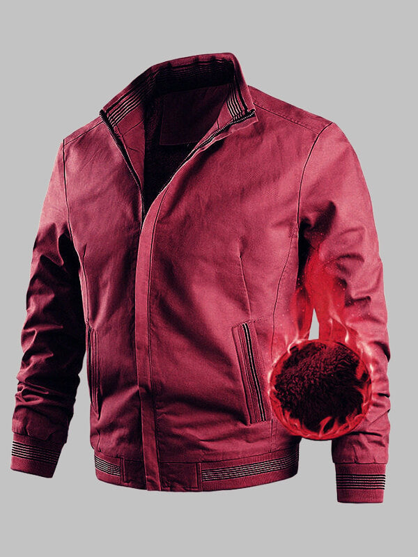 Men's Stand Collar Casual Zip-Up Jacket