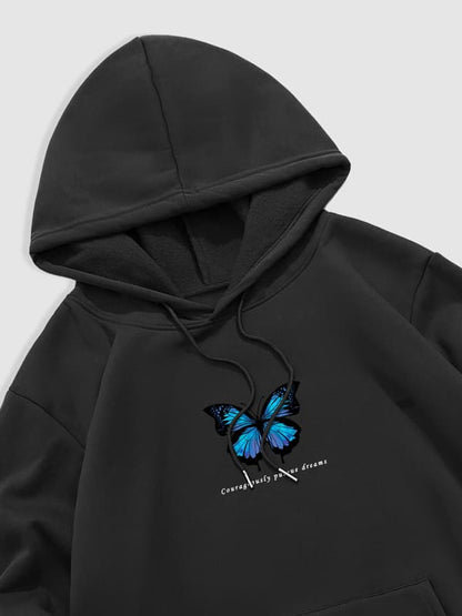 Men's butterfly letter print hoodie