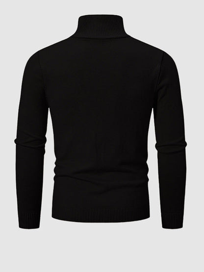 Men's Solid Color Quarter-Zip Collar Sweater