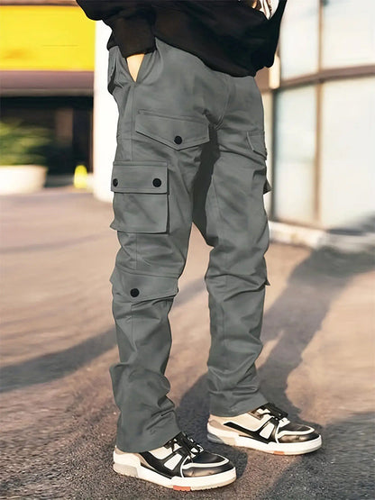 Men's Multi-Pocket Elastic Waist Casual Work Pants