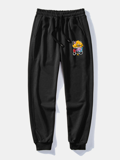 Graffiti Bear Print Relax Fit Crew Neck Sweatshirt & Jogging Pants