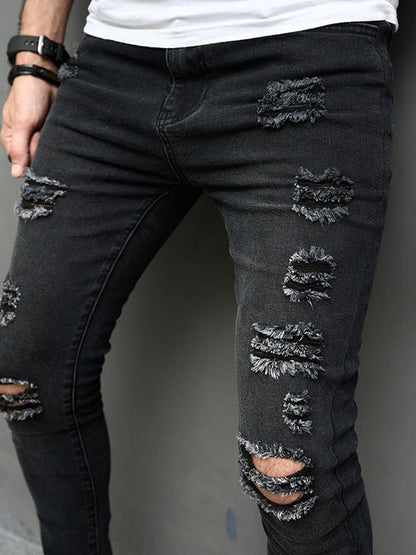 Men's Straight Leg Distressed Denim Jeans