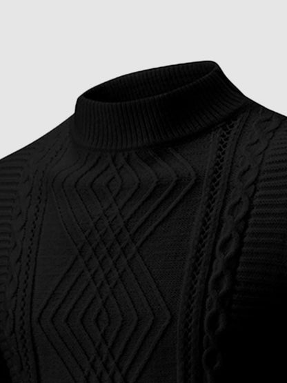 Men's Geometric Twist Slim Stand Collar Sweater