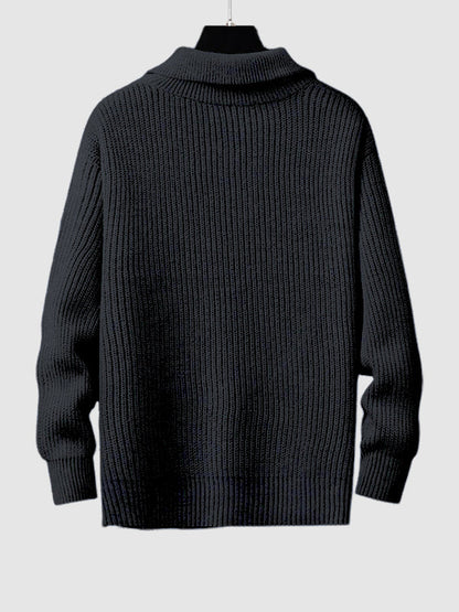 Men's Solid Color Loose Fit Zip-up Collar Sweater