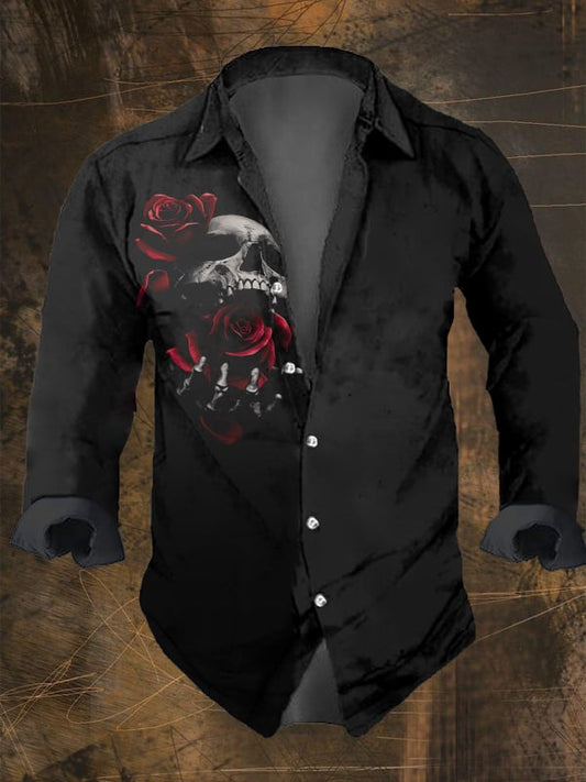 Men's Vintage Skull Faith Long Sleeve Shirt