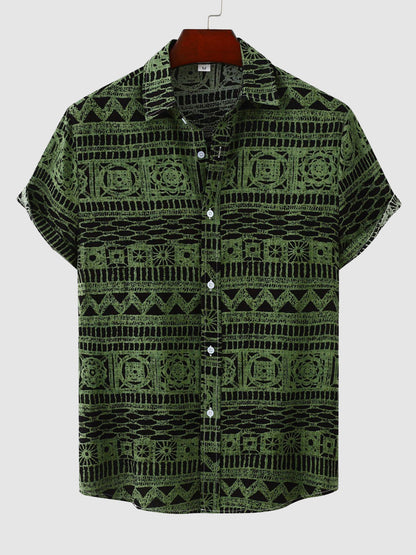 Men's Ethnic Hawaiian Print Casual Short Sleeve Shirt