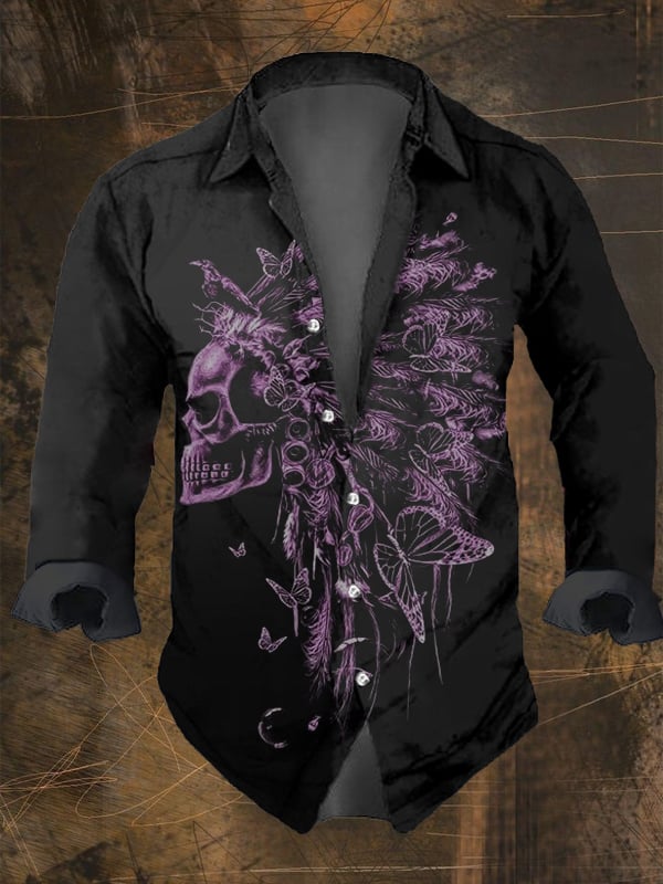 Men's Vintage Skull Faith Long Sleeve Shirt