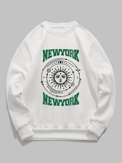 Men's Ethnic New York Graphic Print Crew Neck Sweatshirt