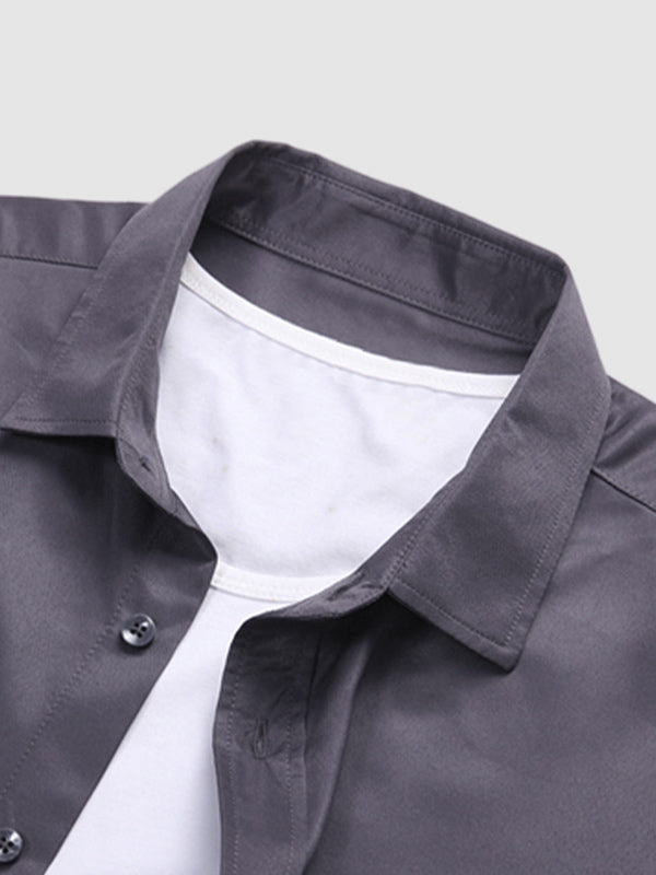 Men's Solid Color Business Casual Shirt