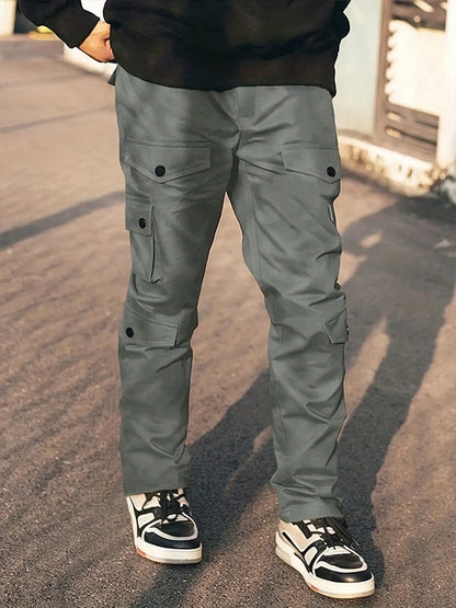 Men's Multi-Pocket Elastic Waist Casual Work Pants