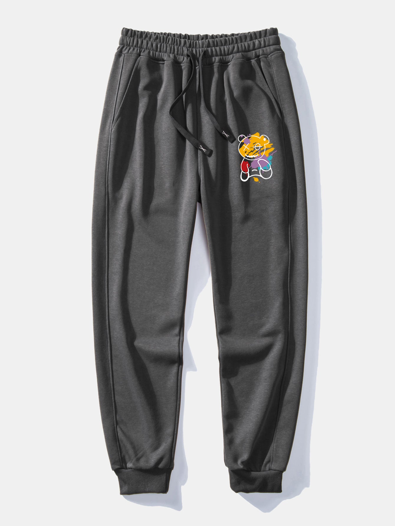 Graffiti Bear Print Relax Fit Crew Neck Sweatshirt & Jogging Pants