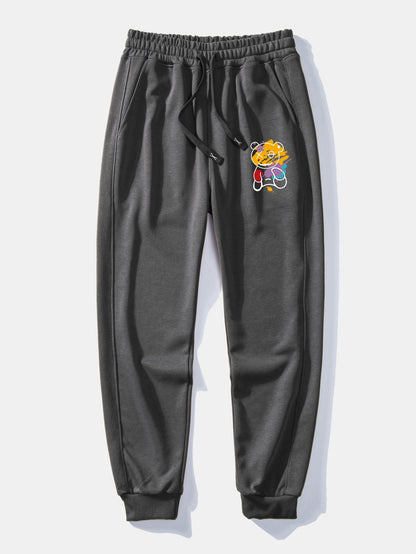 Graffiti Bear Print Relax Fit Crew Neck Sweatshirt & Jogging Pants