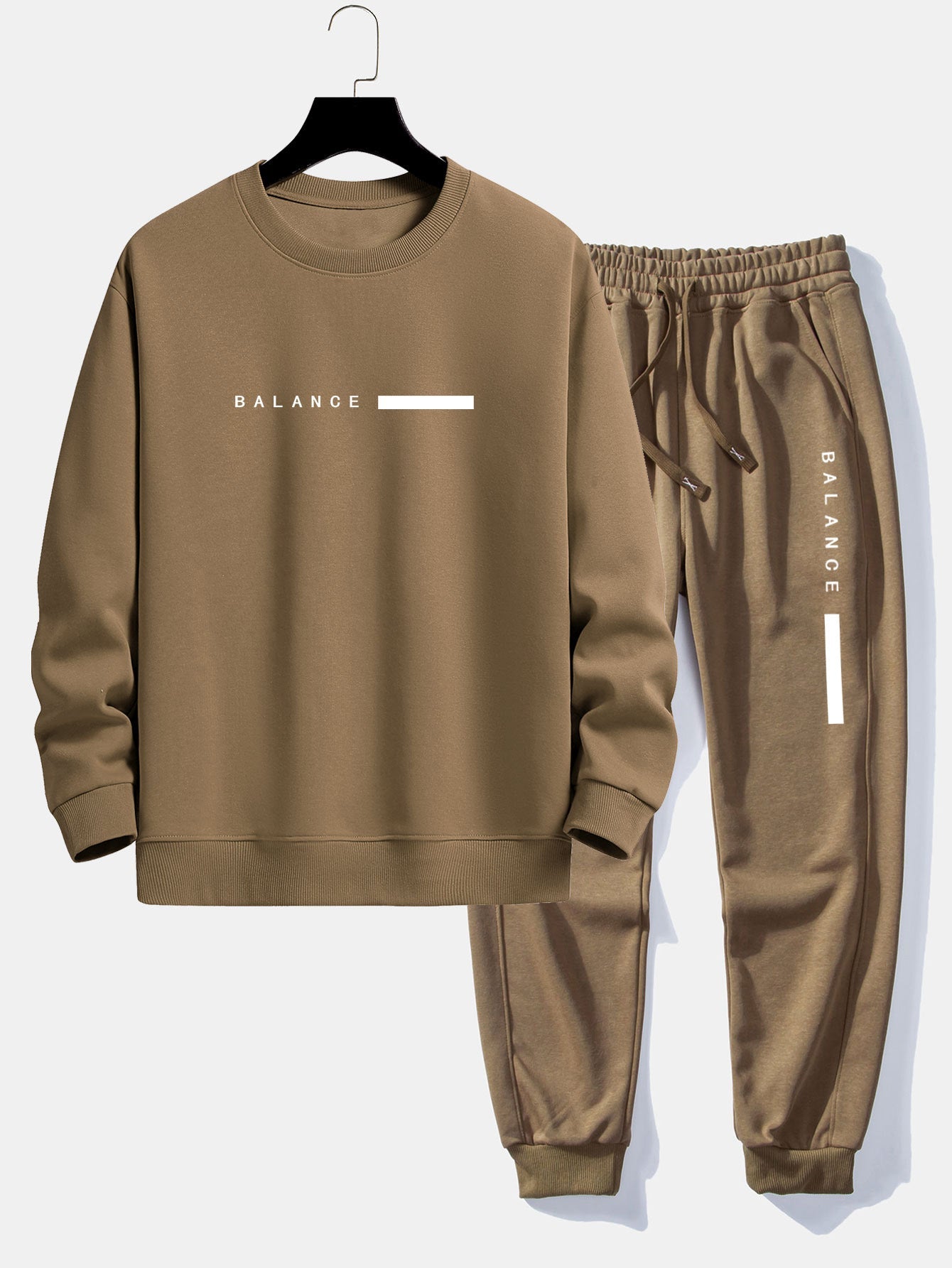 Balance Stripe Print Relax Fit Crew Neck Sweatshirt & Jogging Pants Set