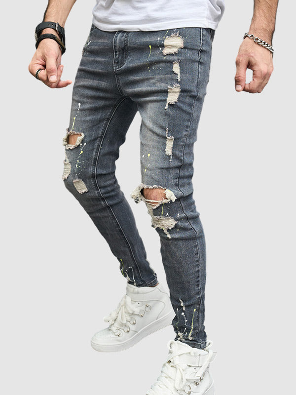 Men's Slim Fit Distressed Distressed Zip Access Jeans