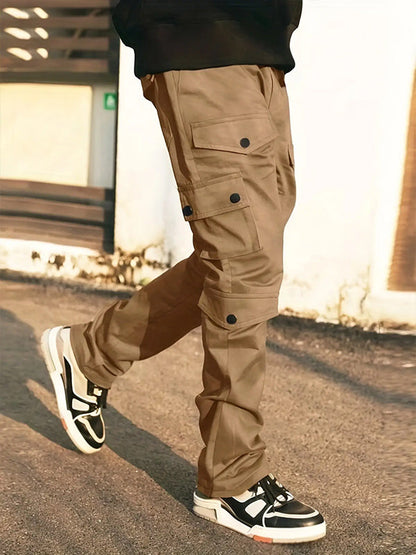 Men's Multi-Pocket Elastic Waist Casual Work Pants