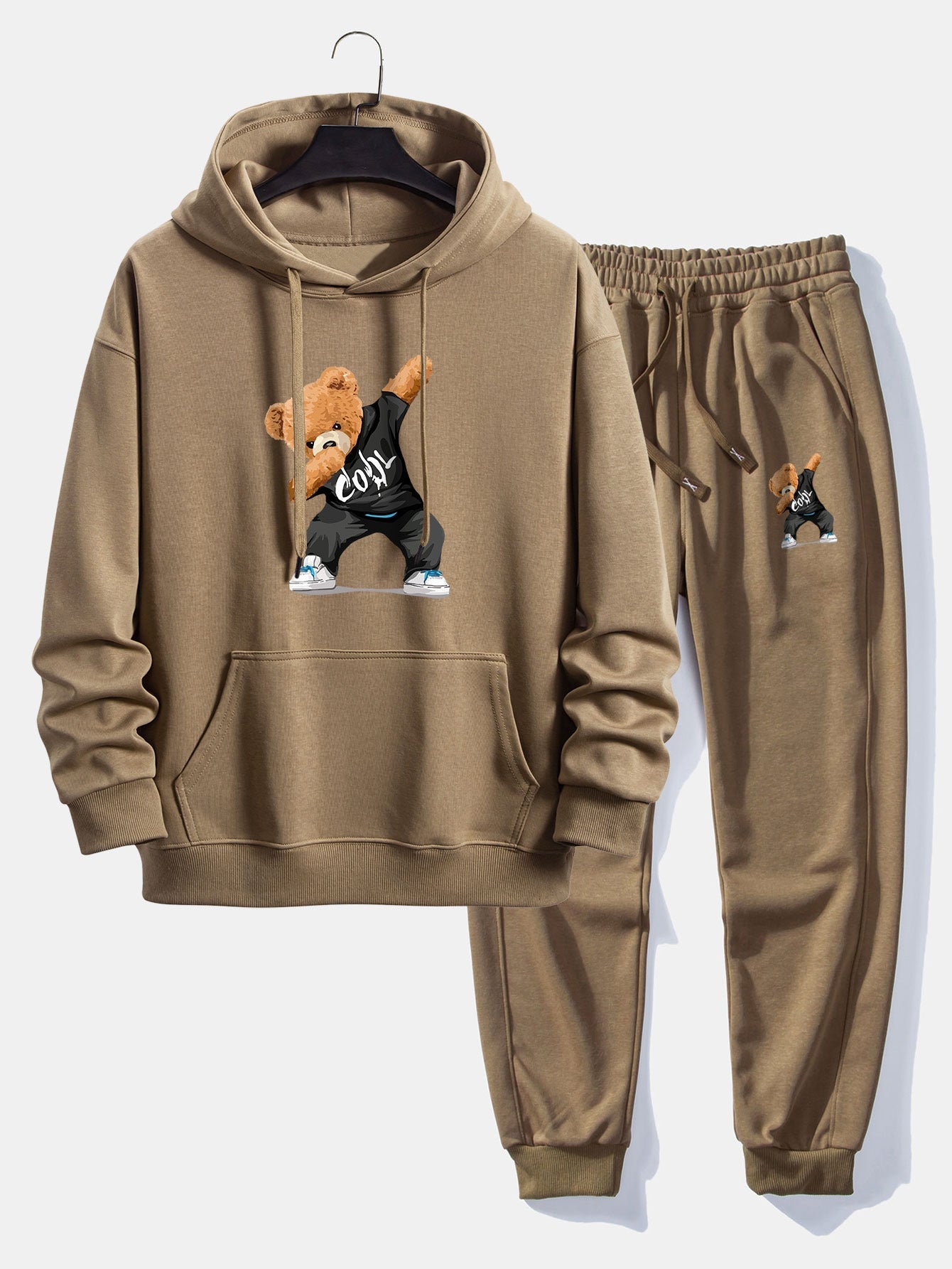 Cool Bear Print Relax Fit Hoodie & Jogging Pants Set