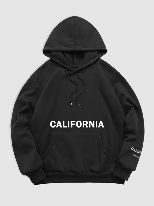 Men's "CALIFORNIA" letter print casual hoodie