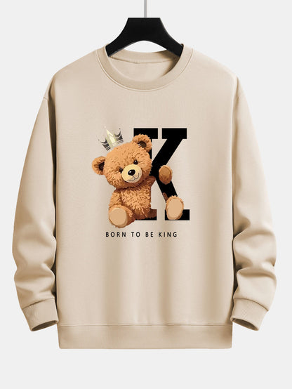 Crown King Bear Print Relax Fit Sweatshirt