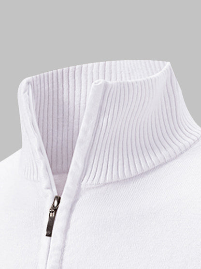 Men's Solid Color Quarter-Zip Collar Sweater