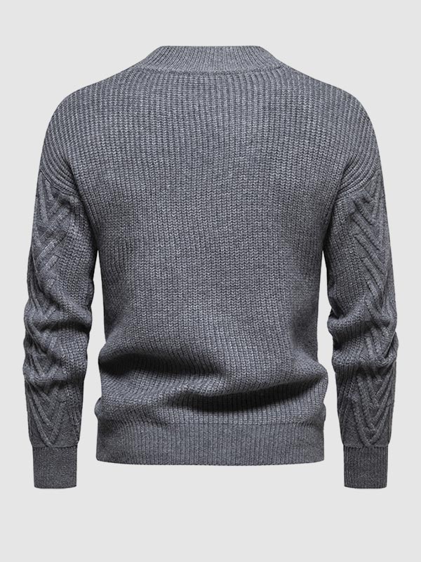 Men's solid color half turtleneck casual jacquard sweater