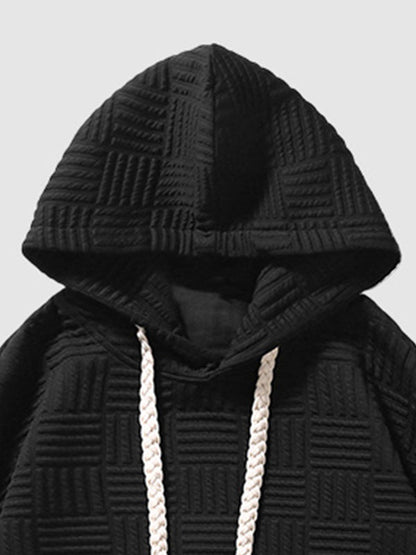 Men's Geometric Texture Loose Fit Hoodie black