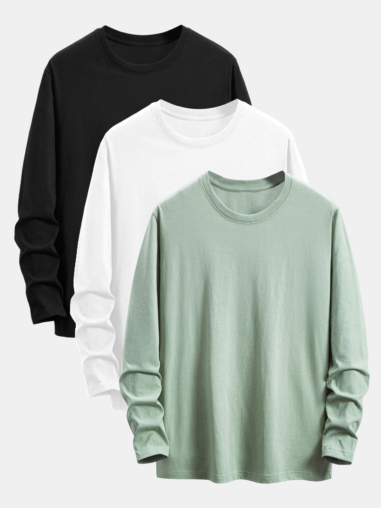 3 Pieces Basic Long Sleeve Cotton T-Shirts