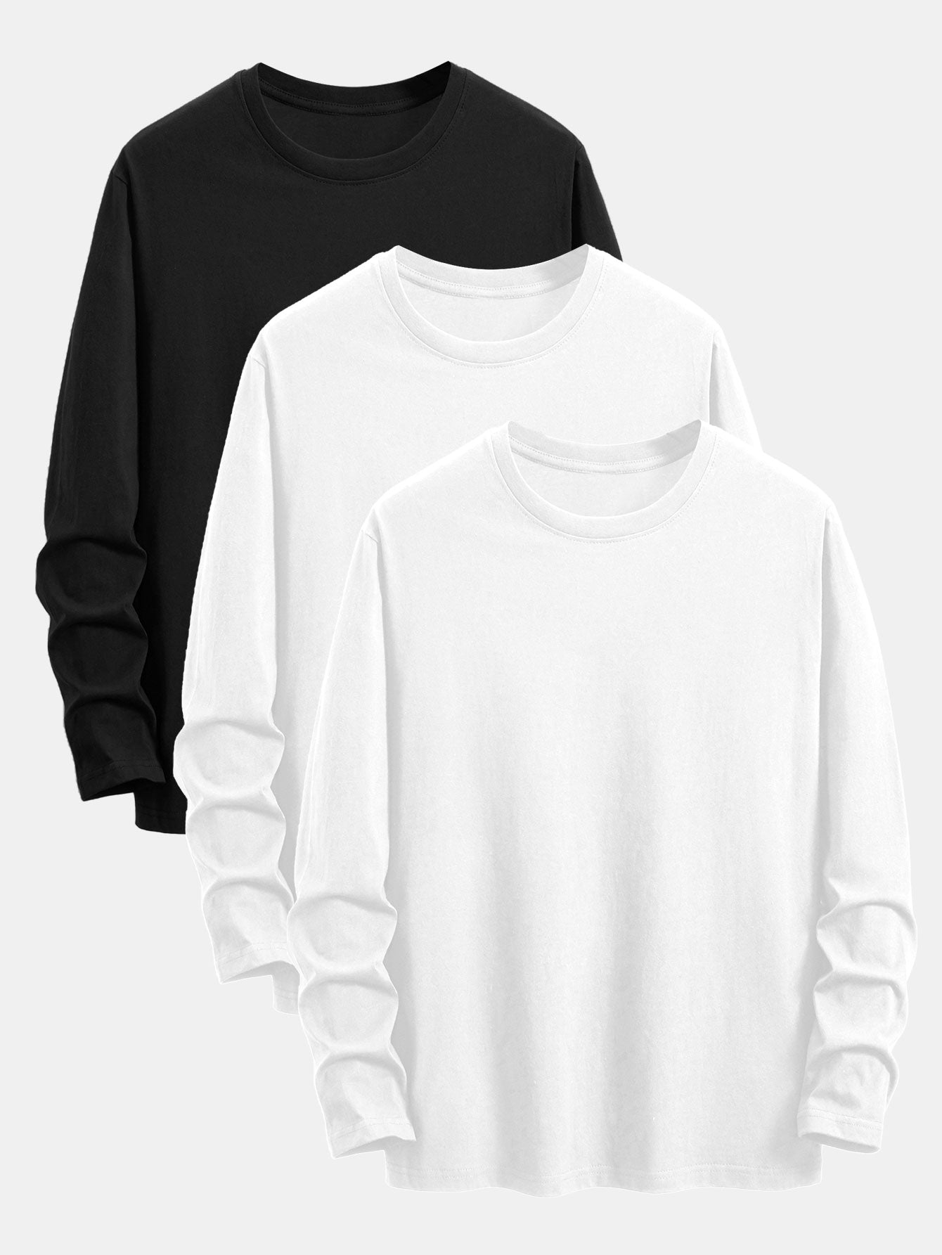 3 Pieces Basic Long Sleeve Cotton T-Shirts