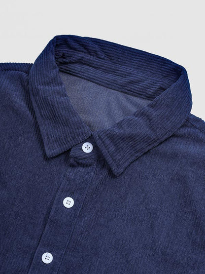 Men's Corduroy Half Button Short Sleeve POLO