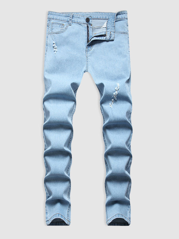 Men's Slim Fit Ripped Denim Trousers