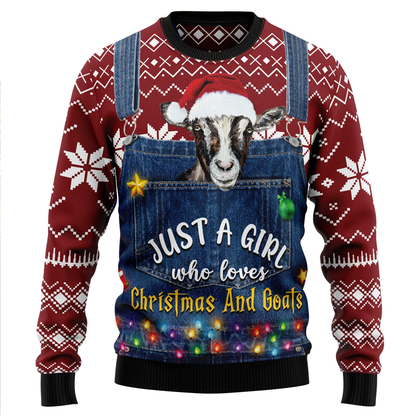 Just A Girl Who Loves Christmas And Goats Ugly Christmas Sweater