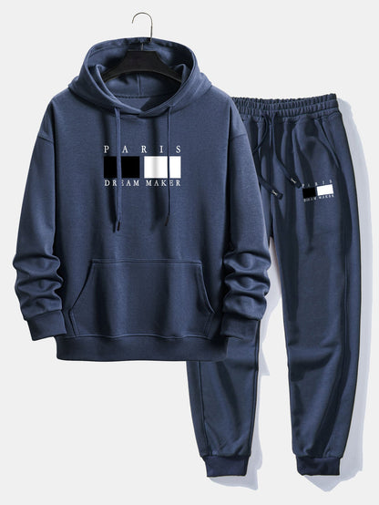 Paris Dream Maker Print Relax Fit Hoodie & Jogging Pants Set