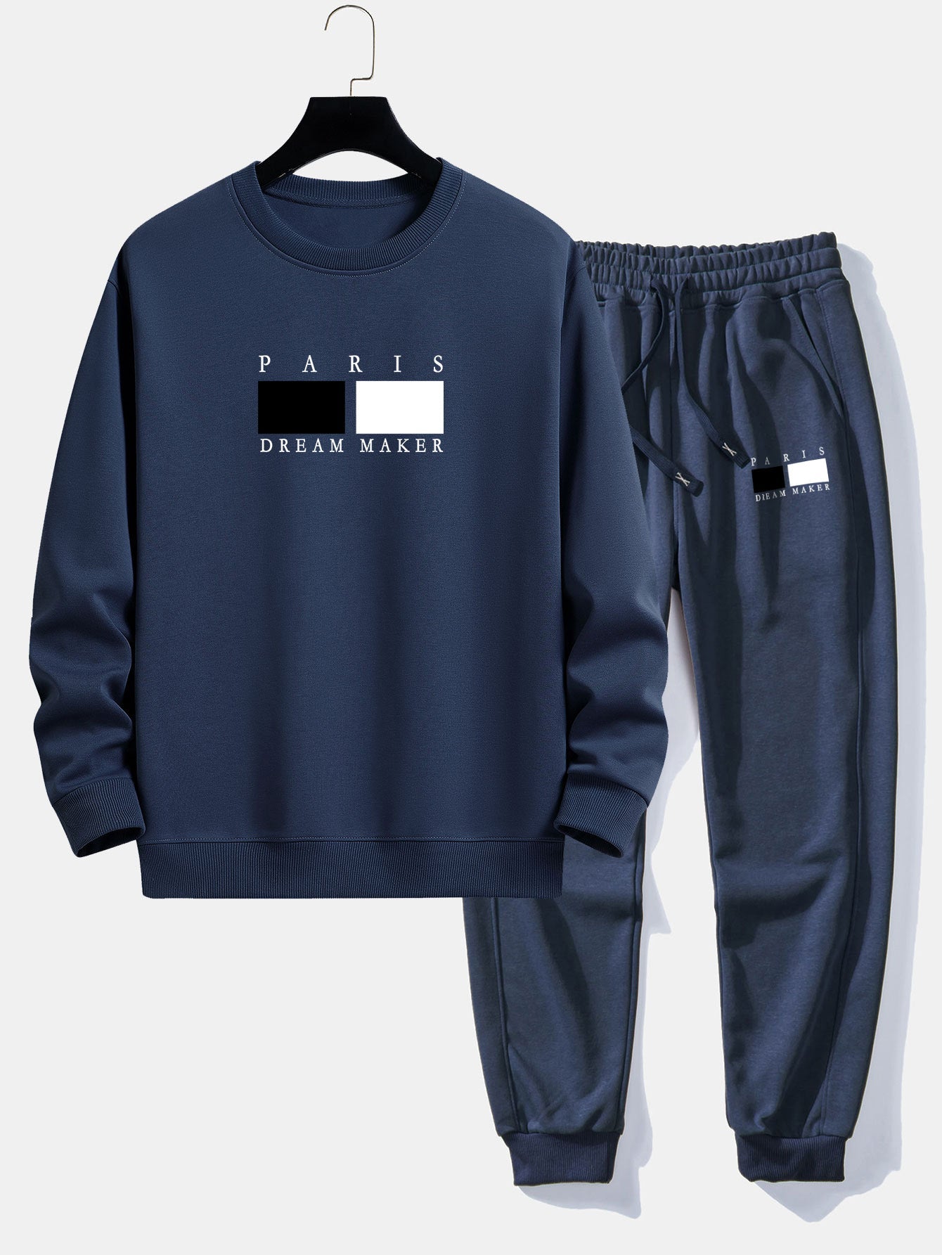 Paris Dream Maker Print Relax Fit Crew Neck Sweatshirt & Jogging Pants Set