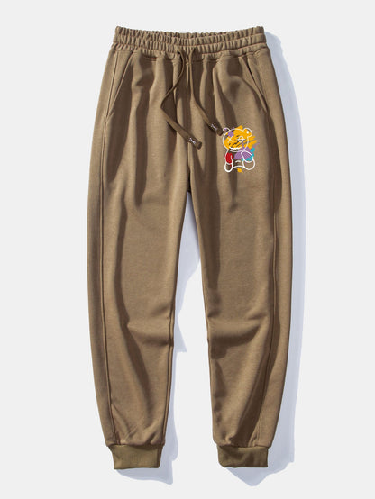 Graffiti Bear Print Relax Fit Crew Neck Sweatshirt & Jogging Pants