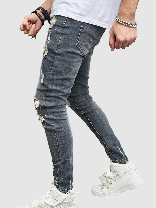 Men's Slim Fit Distressed Distressed Zip Access Jeans