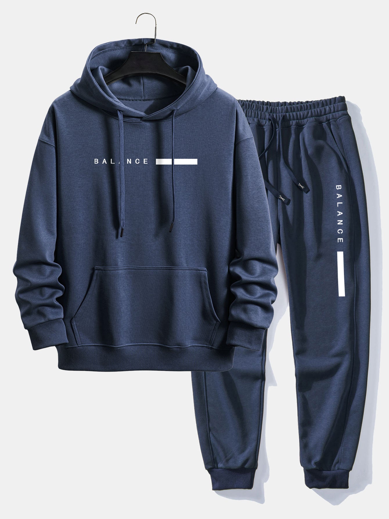 Balance Stripe Print Relax Fit Hoodie & Jogging Pants Set