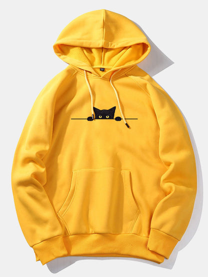 Black Cat Print Hoodie