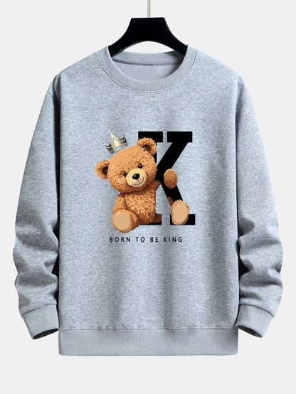 Crown King Bear Print Relax Fit Sweatshirt