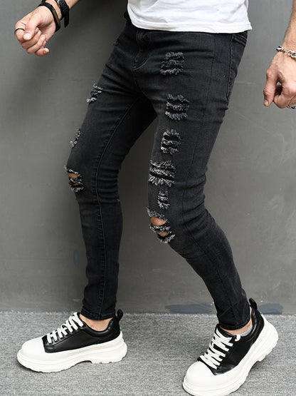 Men's Straight Leg Distressed Denim Jeans