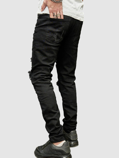 Men's Faded Color Distressed Denim Jeans